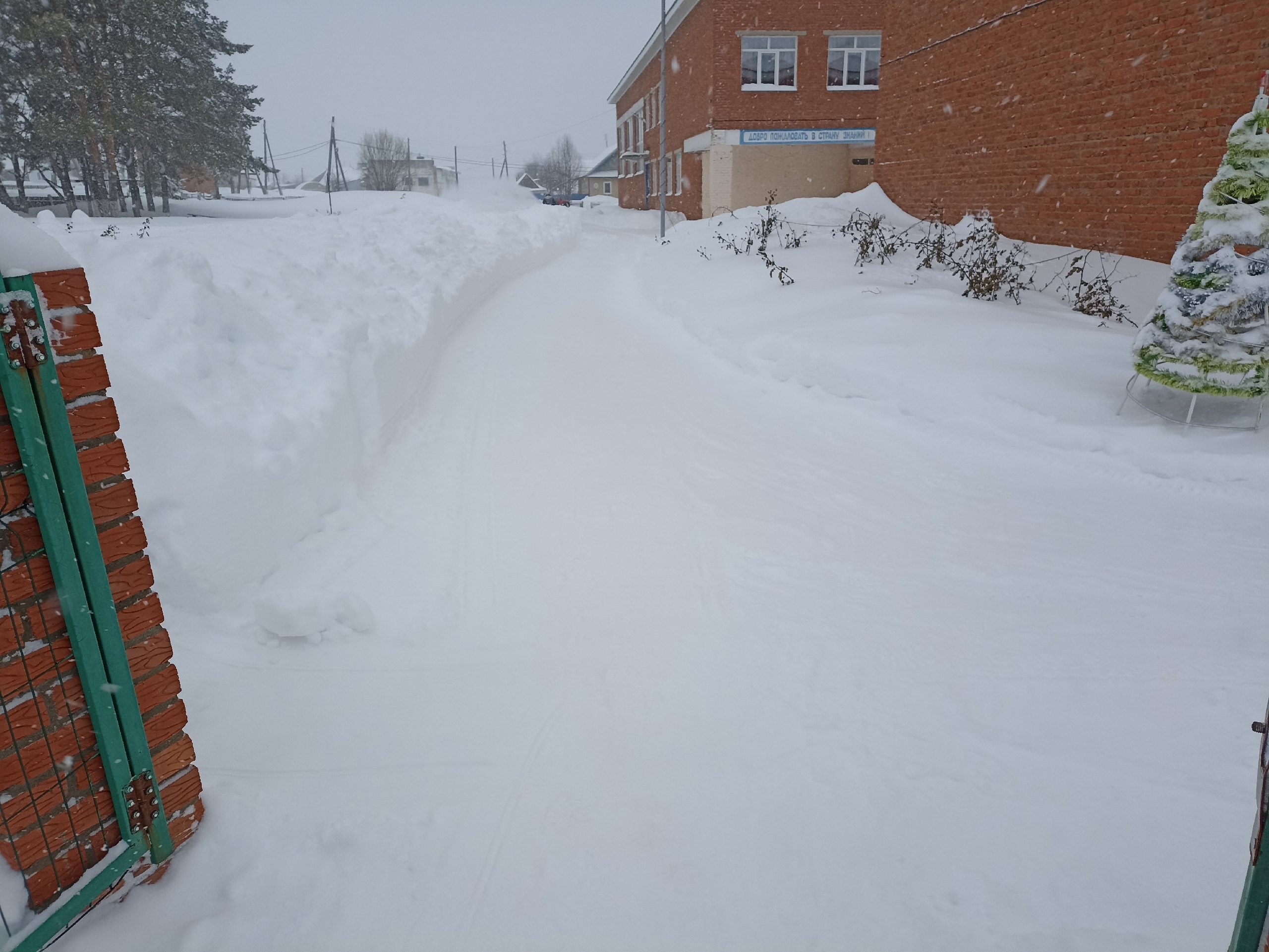 Трудовой десант по уборке снега со школьной территории и детского сада..